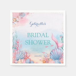Mermaid Ocean Watercolor Dreamy Pink Bridal Shower スタンダードカクテルナプキン