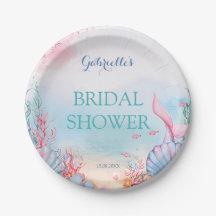 Mermaid Ocean Watercolor Dreamy Pink Bridal Shower