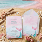 Mermaid Ocean Watercolor Dreamy Pink Bridal Shower 招待状