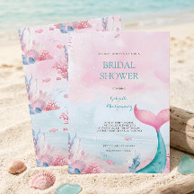 Mermaid Ocean Watercolor Dreamy Pink Bridal Shower