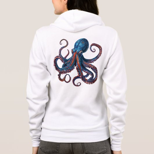 Mermaid Octopus Hoodie - Custom Monogram Zip Gift  パーカ (裏面)