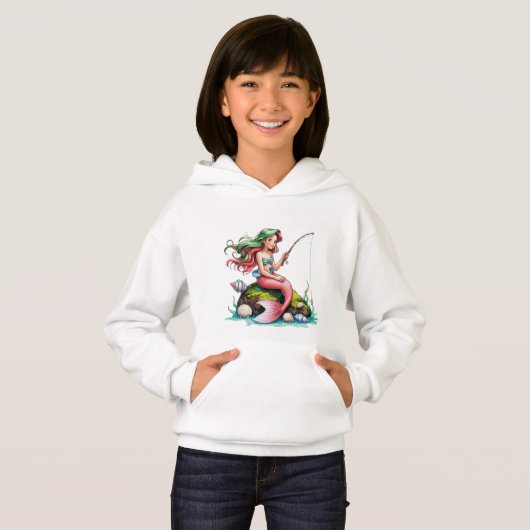 Mermaid on Rock – Kids’ Hoodie (正面フル)