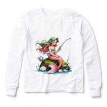 Mermaid on Rock – Kids’ Long Sleeve Tee