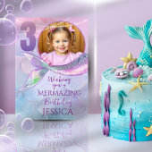 Mermaid One Photo 3rd Birthday Card カード