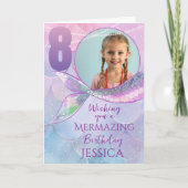 Mermaid One Photo 8th Birthday Card カード (正面)
