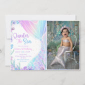 Mermaid Oneder The Sea 1st Birthdayパーティー写真 招待状 (正面)