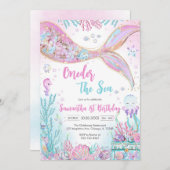 Mermaid Oneder the Sea 1st Birthday 招待状 (正面/裏面)