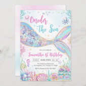 Mermaid Oneder the Sea 1st Birthday 招待状 (正面/裏面)