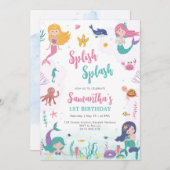 Mermaid Oneder The Sea 1st Birthday Invitation 招待状 (正面/裏面)