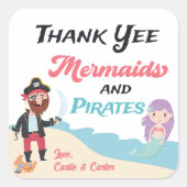 Mermaid & Pirate Joint Birthday Party Thank You スクエアシール (正面)
