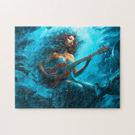 Mermaid Playing Guitar Underwater Fantasy Painting ジグソーパズル