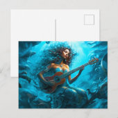 Mermaid Playing Guitar Underwater Fantasy Painting ポストカード (正面/裏面)