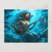 Mermaid Playing Guitar Underwater Fantasy Painting ポストカード (正面)