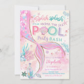 Mermaid Pool Party Birthday Invitation 招待状 (正面)