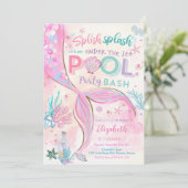 Mermaid Pool Party Birthday Invitation 招待状 (スタンド正面)