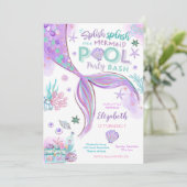 Mermaid Pool Party Birthday Invitation 招待状 (スタンド正面)