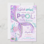 Mermaid Pool Party Birthday Invitation 招待状 (正面)