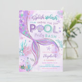 Mermaid Pool Party Birthday Invitation 招待状 (スタンド正面)