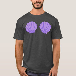 Mermaid Purple Seashell Bra Cartoon family Tシャツ