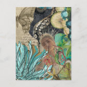 Mermaid Queen Mixed Media Collage ポストカード (正面)