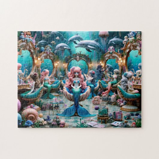 Mermaid Salon Day Undersea Elegance Ocean Gift ジグソーパズル (横)