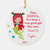 Mermaid Santa I've Good Girl Photo Christmas セラミックオーナメント (正面)