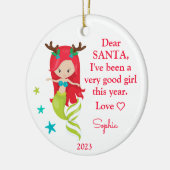Mermaid Santa I've Good Girl Photo Christmas セラミックオーナメント (左)