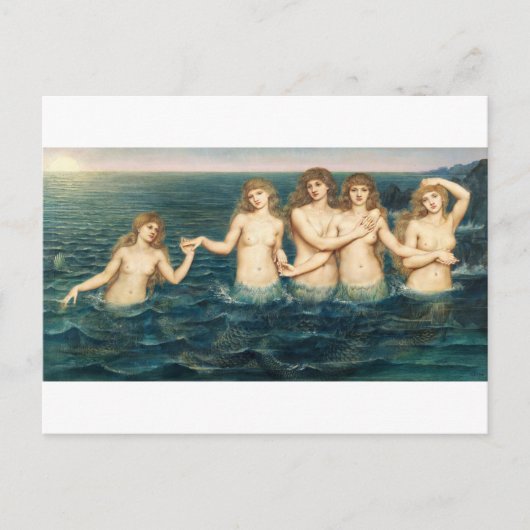 Mermaid Sea Maiden Fairytale Vintage Postcard ポストカード (正面)