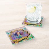 Mermaid、Seashell、Sea Animals Friends、コーラルリーフ ガラスコースター (アングル)