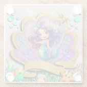 Mermaid、Seashell、Sea Animals Friends、コーラルリーフ ガラスコースター (裏面)