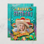 Mermaid、Seashell、Sea Animals Friends、コーラルリーフ ポストカード (正面/裏面)