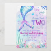 Mermaid Second Two Birthday Party Invitation 招待状 (正面/裏面)