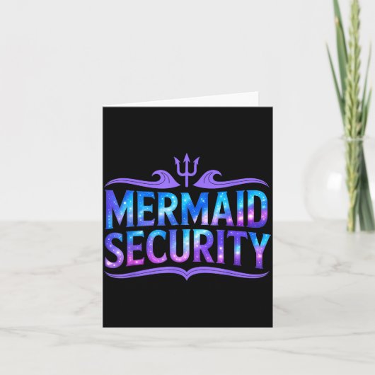 Mermaid Security Funny Dad Father Daughter Birthda カード (正面)