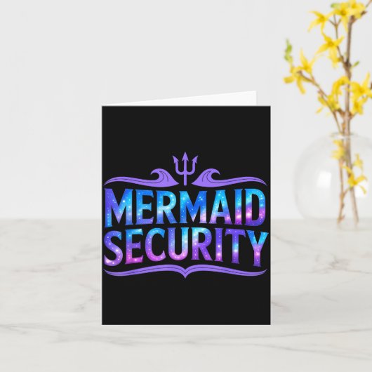 Mermaid Security Funny Dad Father Daughter Birthda カード (黄色い花)