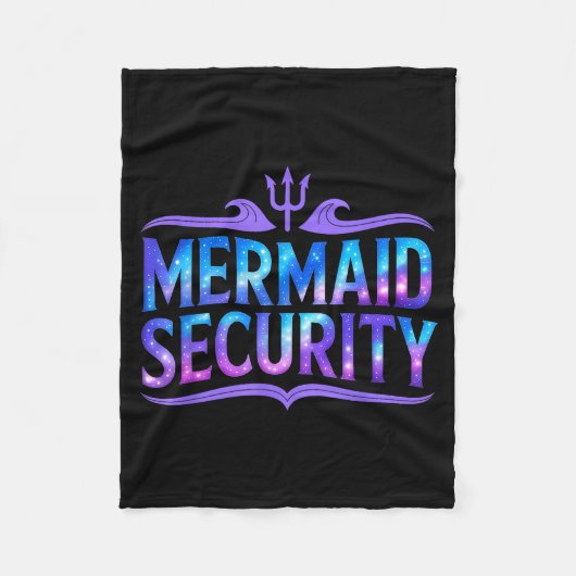 Mermaid Security Funny Dad Father Daughter Birthda フリースブランケット (正面)