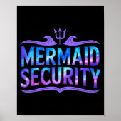 Mermaid Security Funny Dad Father Daughter Birthda ポスター (正面)