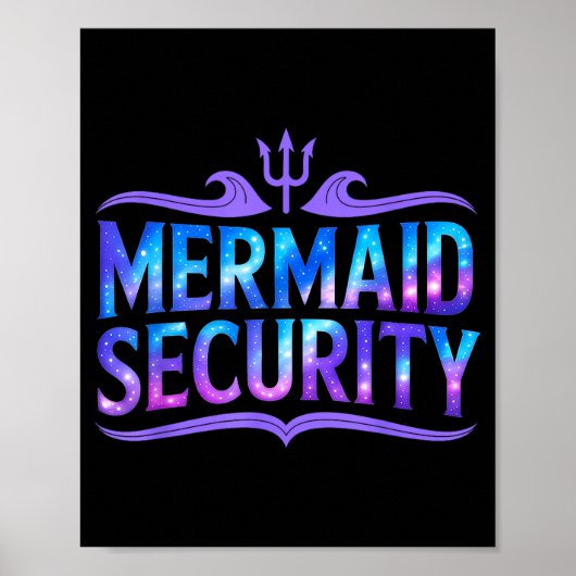 Mermaid Security Funny Dad Father Daughter Birthda ポスター (正面)