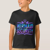 Mermaid Security Funny Dad Father Daughter Birthda Tシャツ (正面)