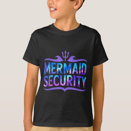 Mermaid Security Funny Dad Father Daughter Birthda Tシャツ (正面)