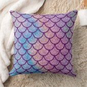 Mermaid Shimmer Scale Throw Pillow クッション (ブランケット)