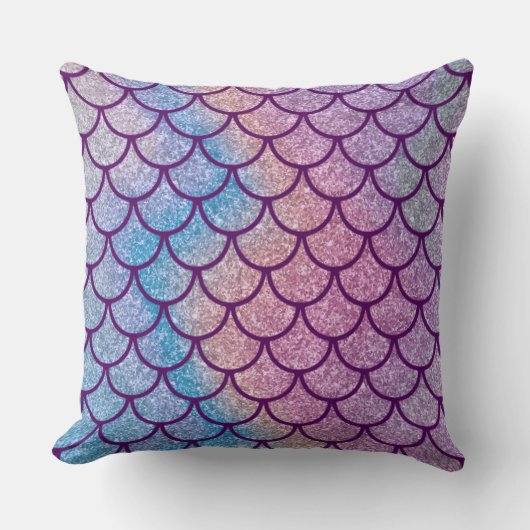 Mermaid Shimmer Scale Throw Pillow クッション (正面)