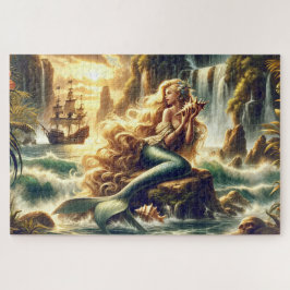 Mermaid Siren Pirate Ship Scene Nautical Decor ジグソーパズル