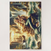 Mermaid Siren Pirate Ship Scene Nautical Decor ジグソーパズル (縦)