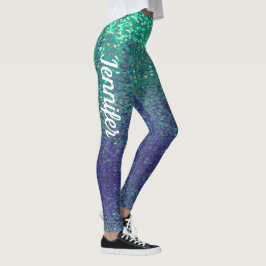Mermaid Sparkle はかりで測 Aqua leggingsジョギング名 レギンス