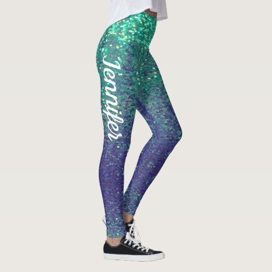 Mermaid Sparkle はかりで測 Aqua leggingsジョギング名 レギンス (右)