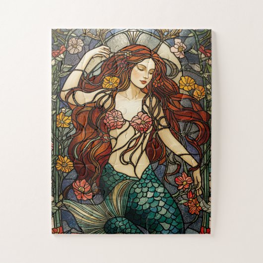 mermaid stained glass puzzle ジグソーパズル (縦)