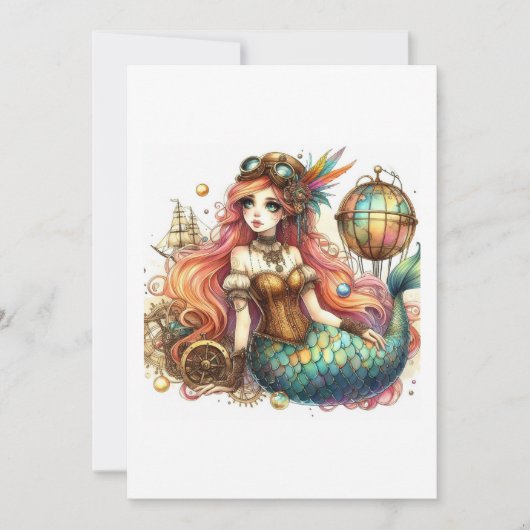 mermaid steampunk 招待状 (正面)