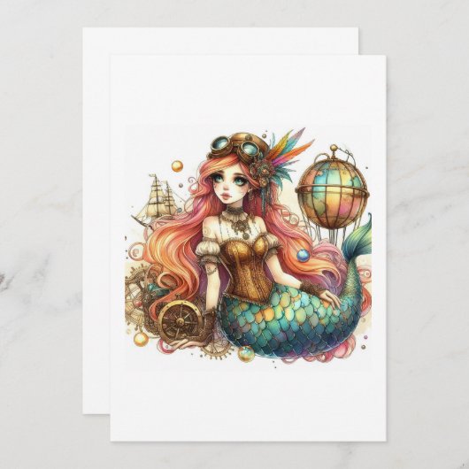 mermaid steampunk 招待状 (正面/裏面)