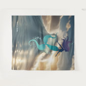 Mermaid Sunrise Ocean Personalized Tapestry タペストリー (正面(横))