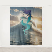 Mermaid Sunrise Ocean Personalized Tapestry タペストリー (正面)